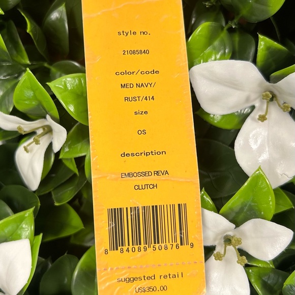 Embossed Reva Clutch in Medium Navy and Rust - Picture 7 of 7